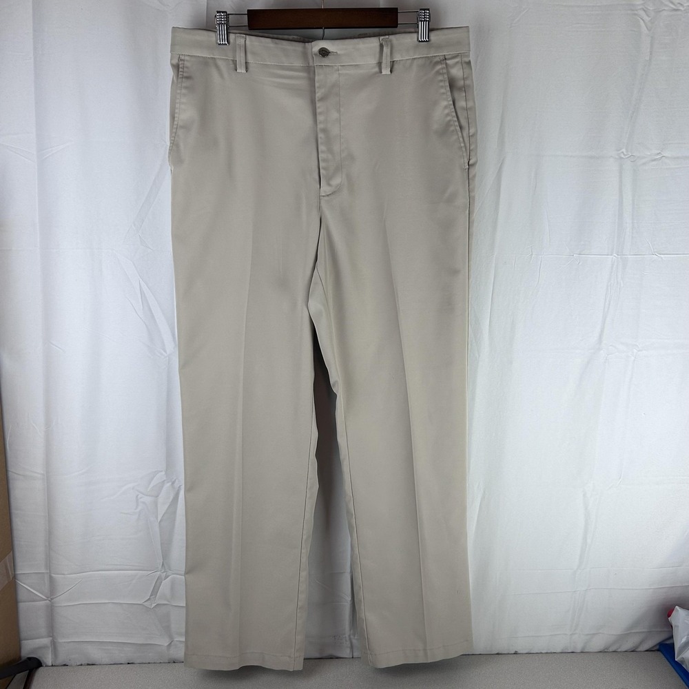 Callaway Golf Pants Mens 36x32 Khaki‎ Beige Flat Front Performance Polyester